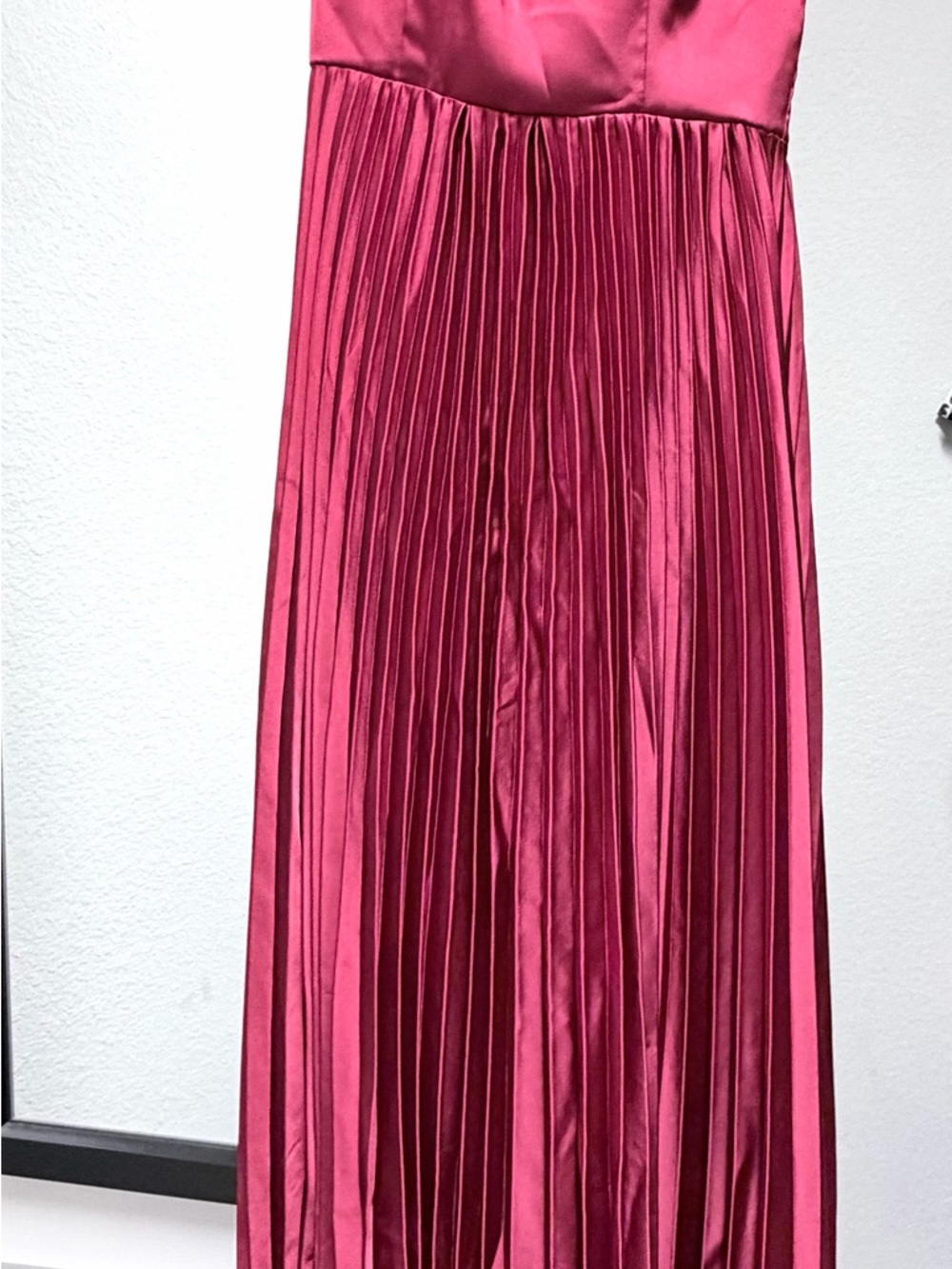 Red Dress Boutique Pleated Satin Maxi in Hot Pink